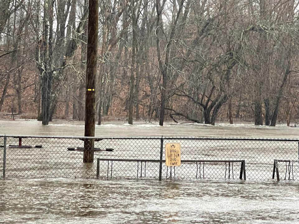 Brookside Park is flooded in Westwood during a rain event on Dec. 17 and 18.
