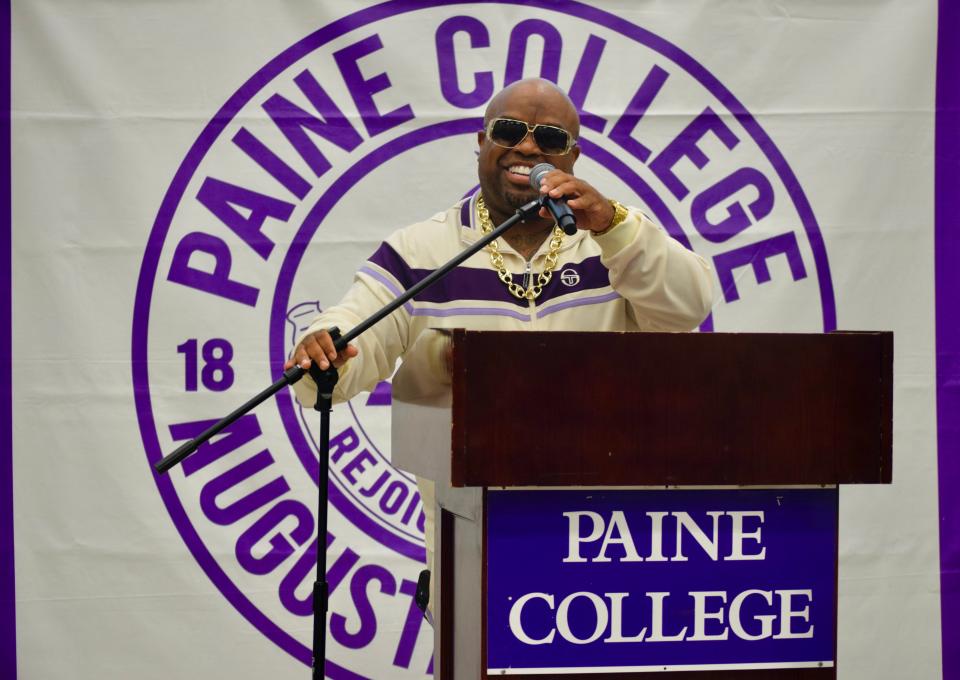 Grammy-winning singer and Paine College Artist in Residence Cee Lo Green gives advice on the road to success to students, staff and alumni at Paine's Ellis and Anne Johnson Performing Arts Studio in Augusta, GA, on August 4, 2022.