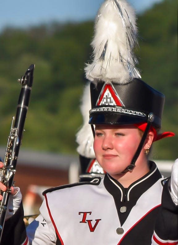 Brynn Goedel plays clarinet in the Tuscarawas Valley High School marching band.
