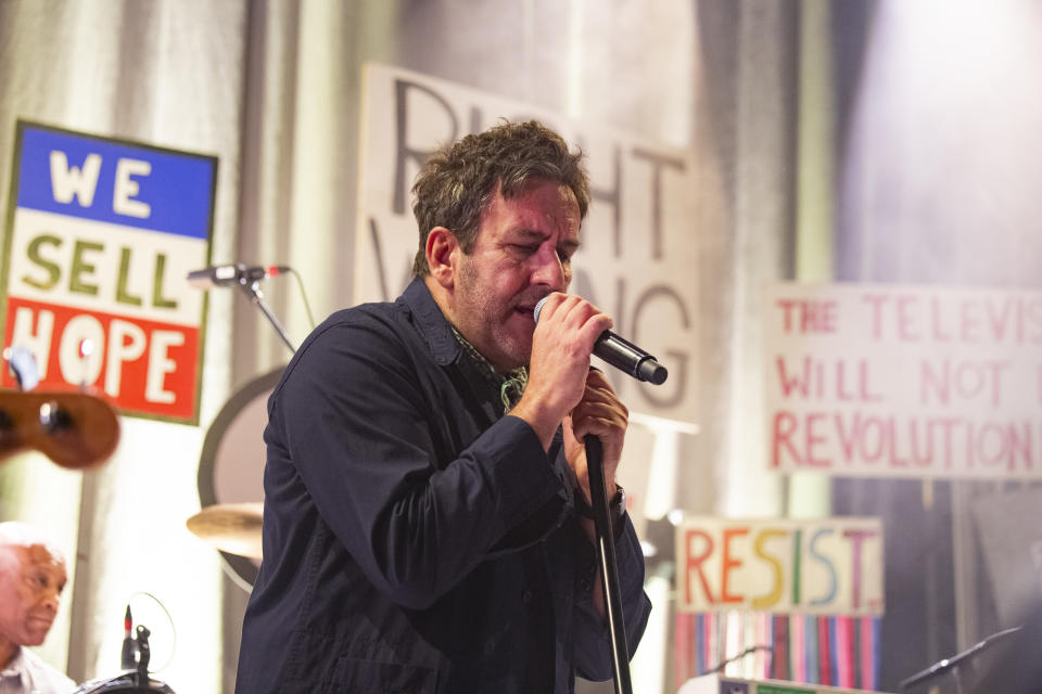 LEEDS, ENGLAND - APRIL 30: Terry Hall of The Specials performs on stage at O2 Academy Leeds on April 30, 2019 in Leeds, England. (Photo by Andrew Benge/Redferns)