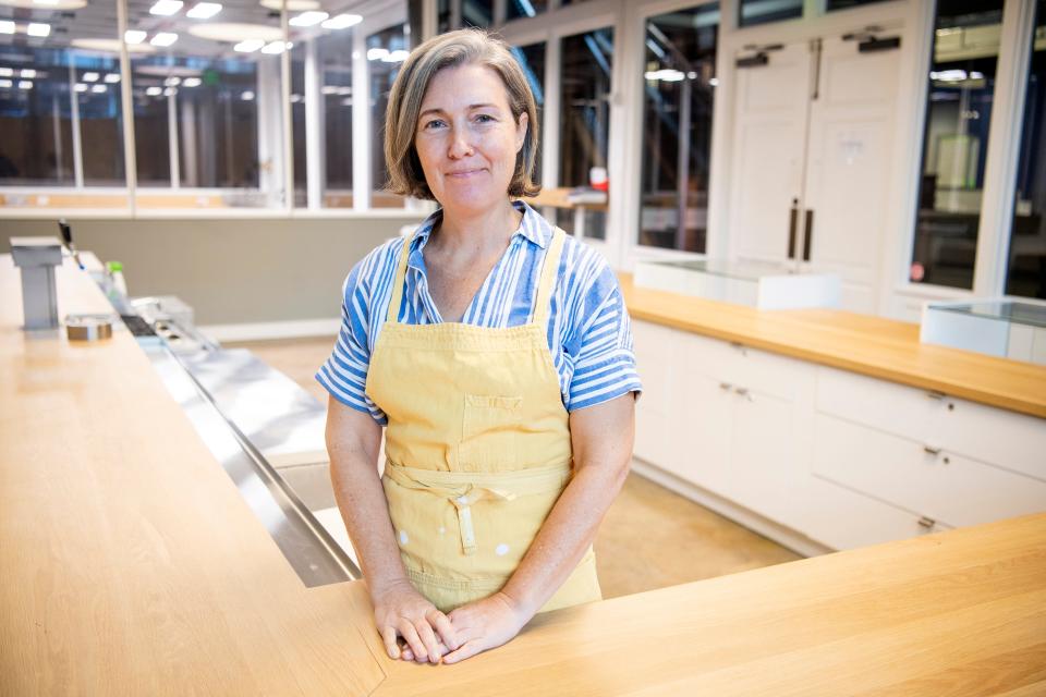 Jenna Baker, pictured in the early stages of Vidl's buildout, wanted her plant-based food to be tasty, healthy and educational. "There's so much stigma to even the word 'healthy' food, as in it's not good," she previously told Knox News. "First, this is just really delicious food, and it happens to be healthy. ... It's not about diet culture. It's about eating really well."