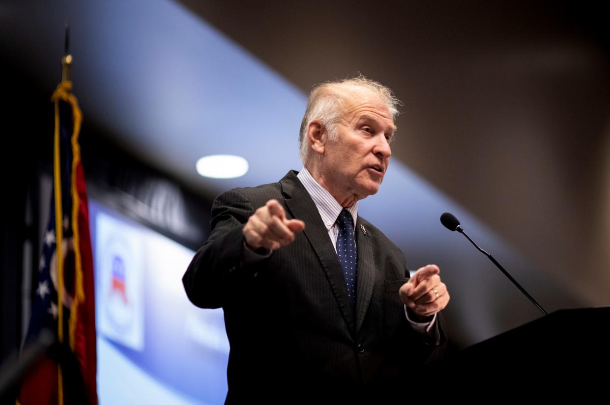 Rep. Steve Chabot, R-Ohio, speaks at the annual Ohio Republican pancake breakfast hosted by the Northeast Hamilton County Republican Club at the Sharonville Convention Center on Saturday, October 16, 2021 in Sharonville, Ohio.