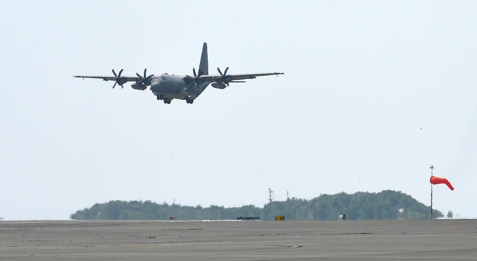 The first AC-130J gunship landed on the runway on Wednesday July 29, 2015 at Hurlburt Field.