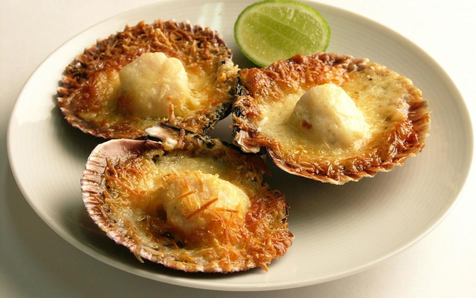 Grilled scallops with parmesan, served on board Aqua Expeditions - Aqua Expeditions