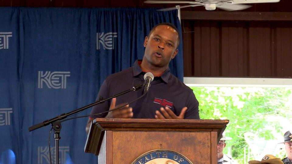 STILL FROM VIDEO: Kentucky Attorney General Daniel Cameron spoke at the 2022 Fancy Farm Picnic.