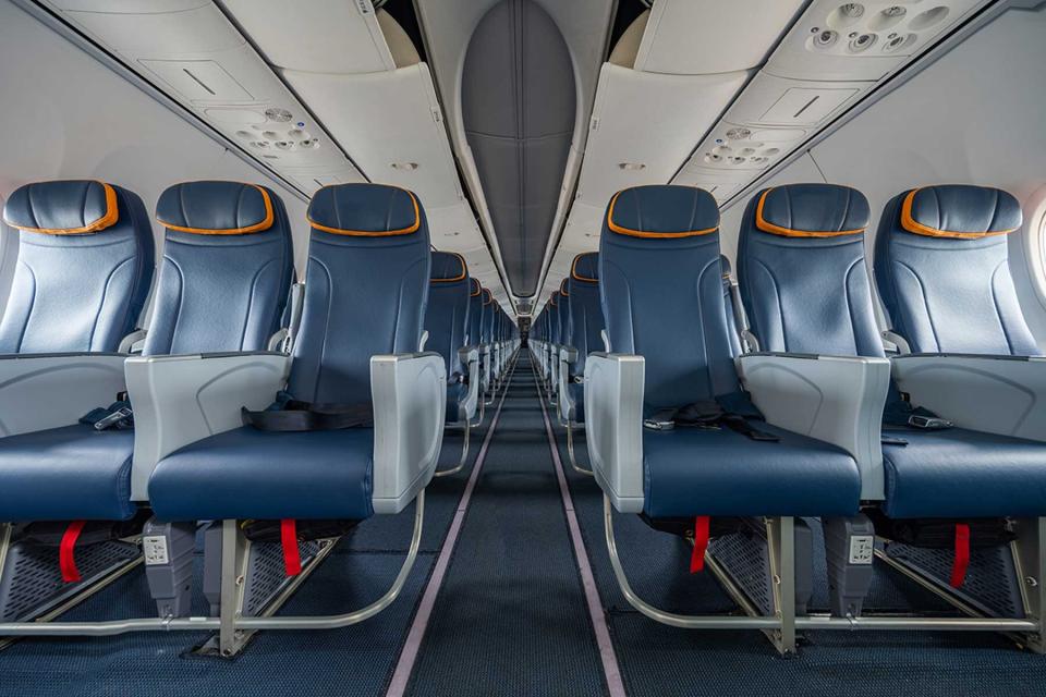 Interior of a Sun Country airlines plane