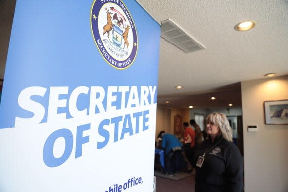 Michigan Department of State staff assist residents with restoring their driving privileges during a free clinic Wednesday, May 8, 2024 at Second Missionary Baptist Church in Battle Creek.