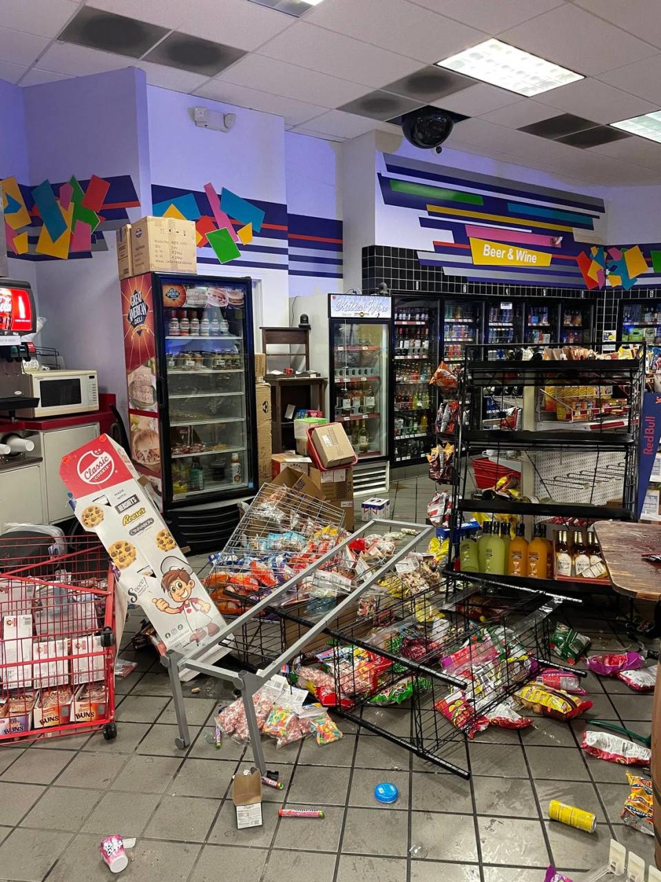 A convenience store owned by a man charged with murder was vandalized, the Richland County Sheriff’s Department said. Richland County Sheriff’s Department