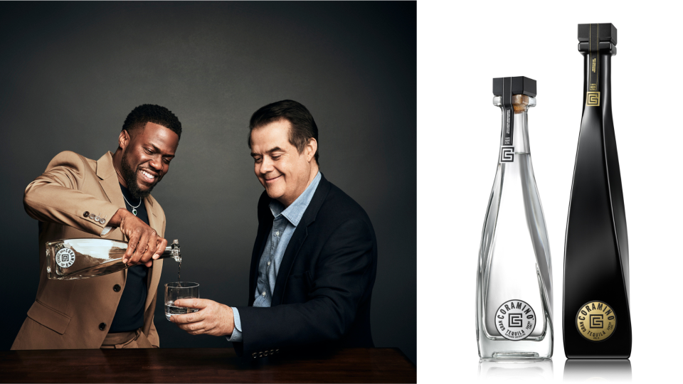 Kevin Hart, Tequila Maestro Juan Domingo Beckmann and bottles