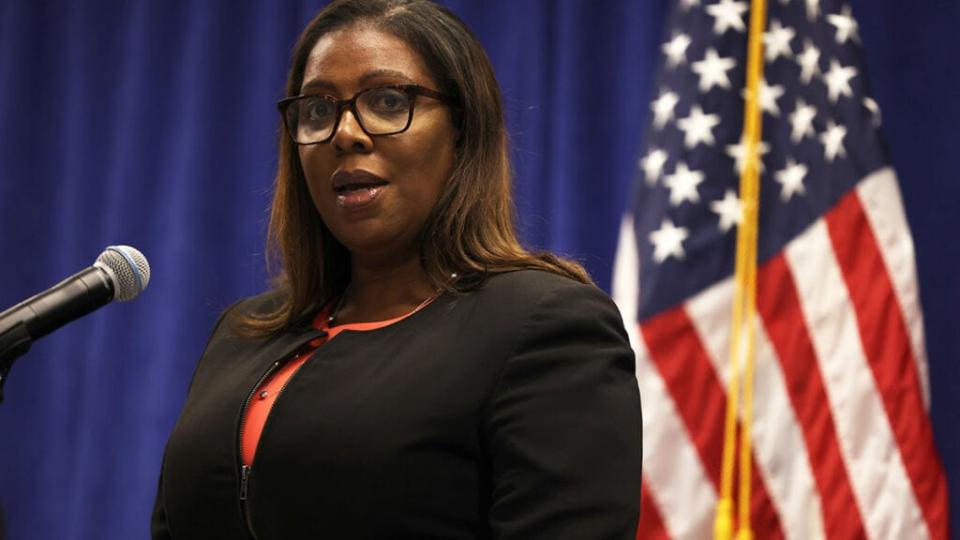 New York State Attorney General Letitia James speaks during a press conference announcing a lawsuit to dissolve the NRA on August 06, 2020 in New York City. (Photo by Michael M. Santiago/Getty Images)