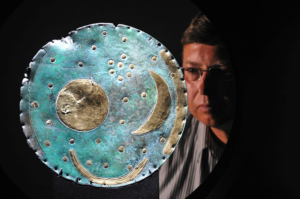 The 3,600 year old Nebra Sky Disc is thought to be the world’s oldest surviving map of the stars (EPA)