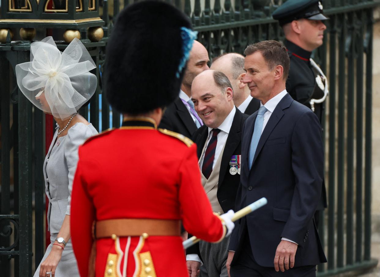 Jeremy Hunt, Ben Wallace and Suella Braverman arrive (PA)