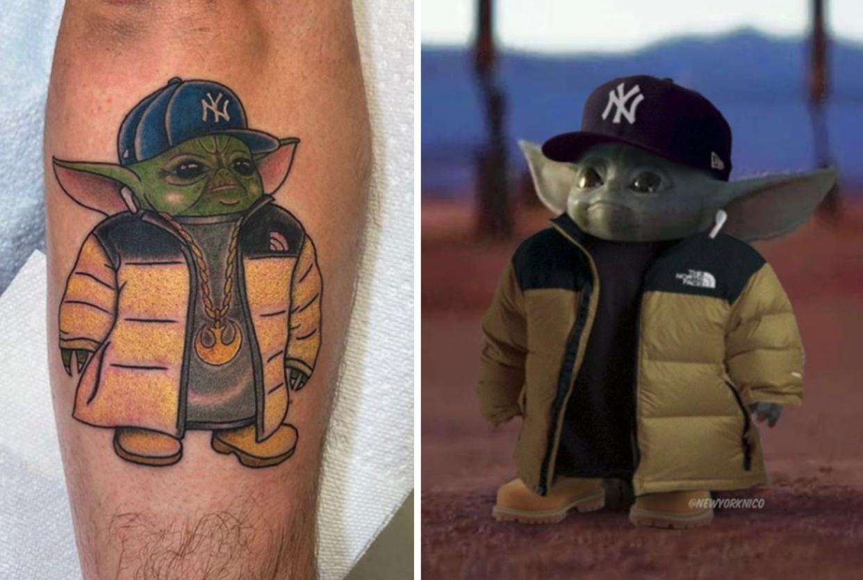 new york baby yoda meme tattoo