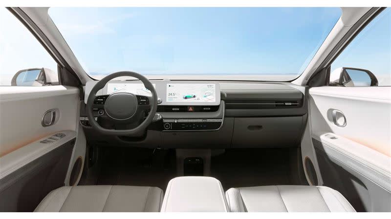 現代Ioniq 5的內裝十分簡潔卻相當具有科技感。（圖／翻攝自Hyundai官網）