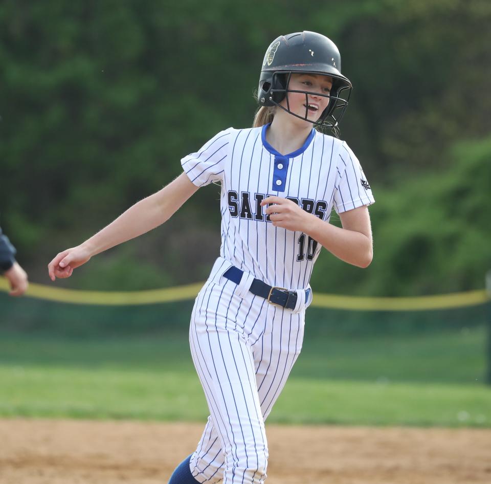 Hendrick Hudson's Paige Johannsen runs the bases after hitting a home run during a game with Somers at Hen Hud May. 4, 2022. Hen Hud won 9-4.