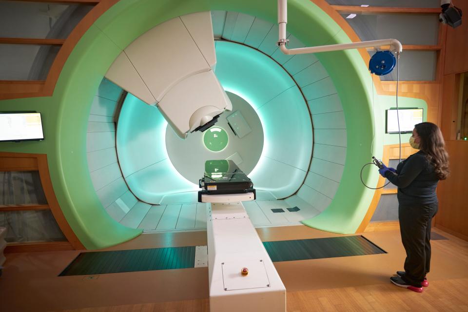 A therapist readies a proton therapy machine at the Roberts Proton Therapy Center at Perelman School of Medicine at the University of Pennsylvania.