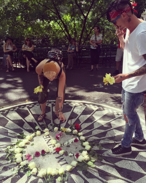 Paris Jackson and Michael Snoddy visiting Strawberry Fields in NYC's Central Park. (Photo: Instagram)