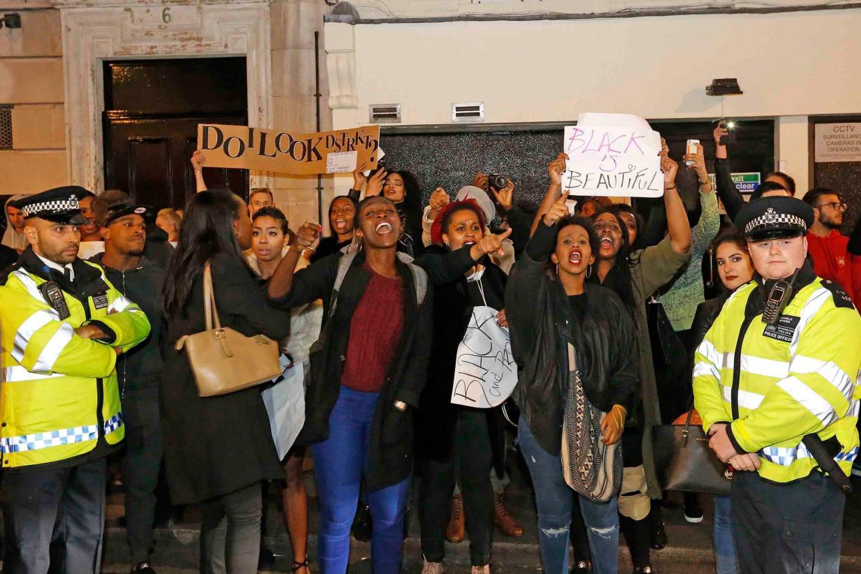 Protesters outside a London club accused of having a discriminatory door policy: NIGEL HOWARD ©