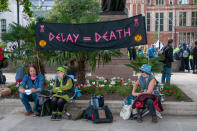 Activists from Extinction Rebellion gather at London's Parliament Square, UK on 1 September 2020. (Photo by Robin Pope/NurPhoto via Getty Images)