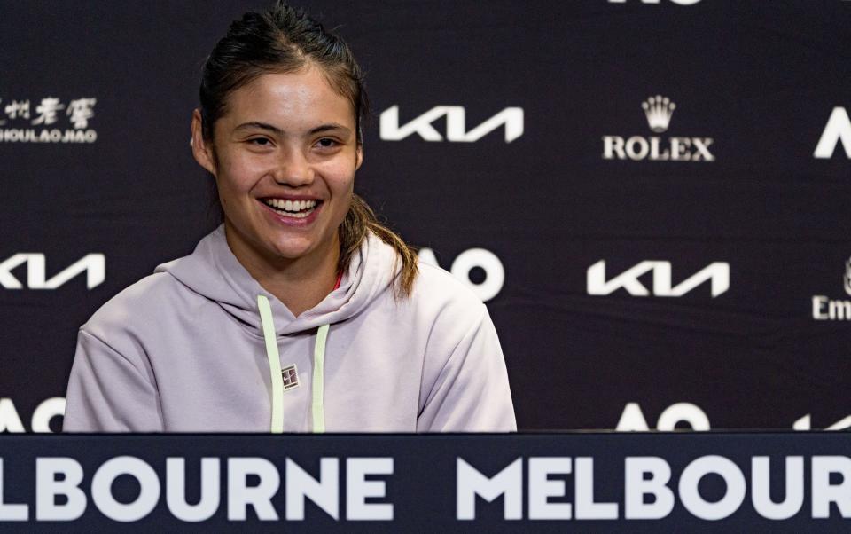 Emma Raducanu speaking to the press in Melbourne