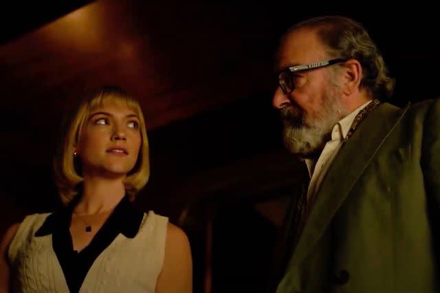 <p>Hulu/YouTube</p> Violett Beane and Mandy Patinkin in 'Death and Other Details'