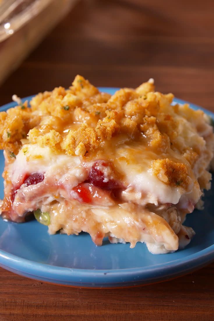 <p>We layer buttery mashed potatoes, cheese, green beans, cranberry sauce, and gravy <a href="https://www.delish.com/cooking/recipe-ideas/recipes/a51337/classic-lasagna-recipe/" rel="nofollow noopener" target="_blank" data-ylk="slk:lasagna;elm:context_link;itc:0;sec:content-canvas" class="link ">lasagna</a>-style, and it just might be better than the original. Did we also mention we top it with even more cheese and gravy too? It's genius, we know. <br><br>Get the <strong><a href="https://www.delish.com/cooking/recipe-ideas/recipes/a50230/thanksgiving-leftover-lasagna-recipe/" rel="nofollow noopener" target="_blank" data-ylk="slk:Thanksgiving Leftover Lasagna recipe;elm:context_link;itc:0;sec:content-canvas" class="link ">Thanksgiving Leftover Lasagna recipe</a></strong>.</p>