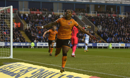 Soccer Football - Championship - Reading vs Wolverhampton Wanderers - Madejski Stadium, Reading, Britain - November 18, 2017 Wolverhampton Wanderers' Ivan Cavaleiro celebrates scoring their first goal Action Images/Adam Holt