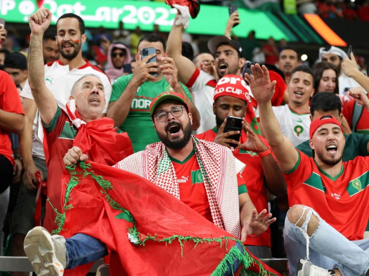 Marokkanische Fans feiern Viertelfinaleinzug in Doha