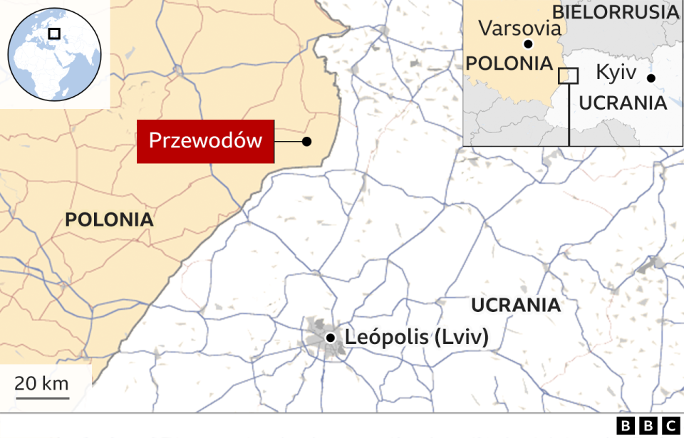 Gráfico de la zona donde se produjo la explosión en Polonia.