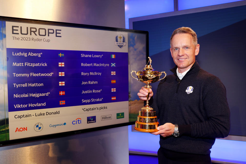 Luke Donald, Captain of Team Europe, announced his picks for the team's final six spots for the Ryder Cup later this month. (Photo by Andrew Redington/Getty Images)