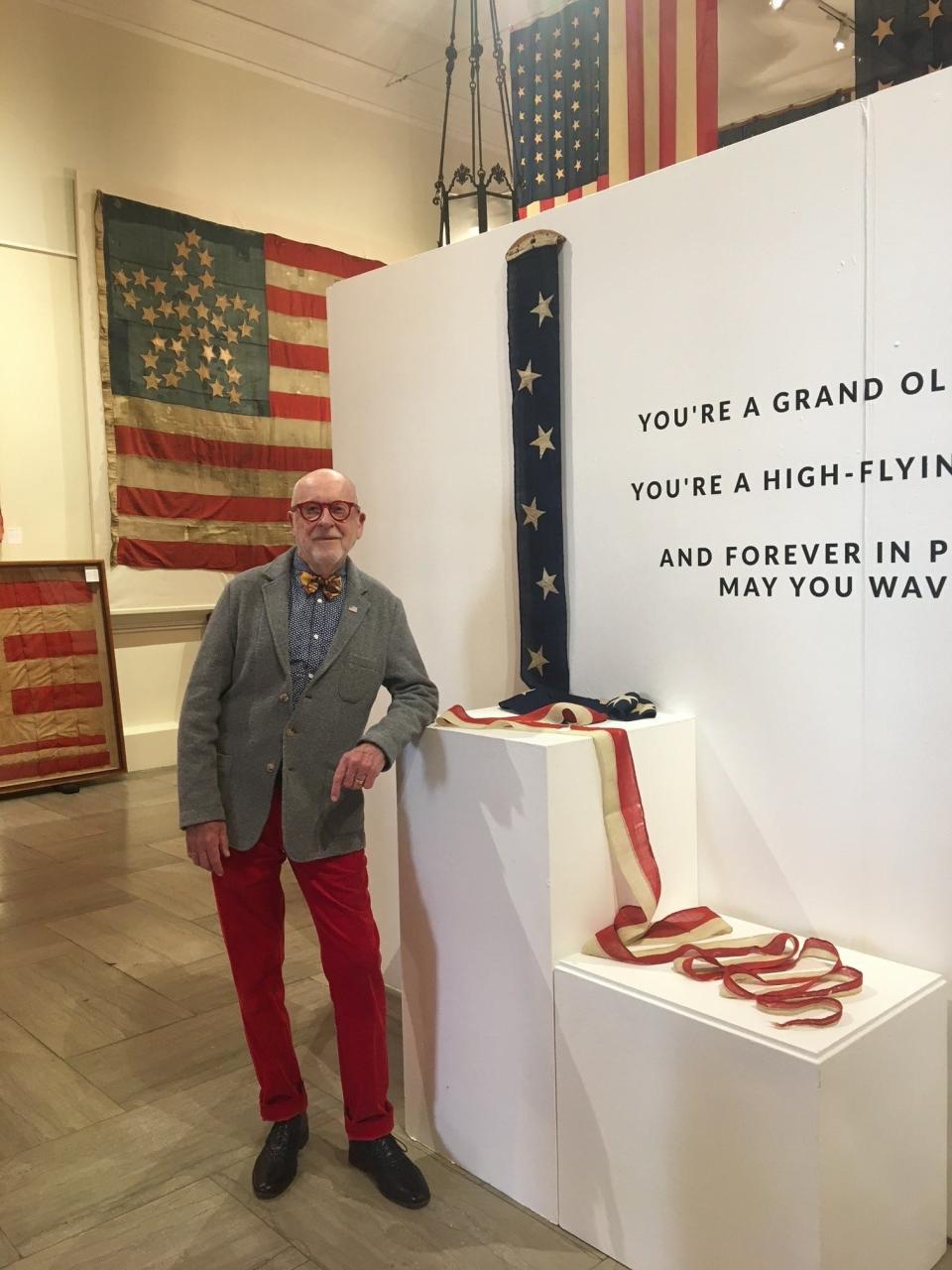 Peter Keim has a collection of more than 700 American flags started with one in a paper bag at an antique show. It grew to more than 700 items.