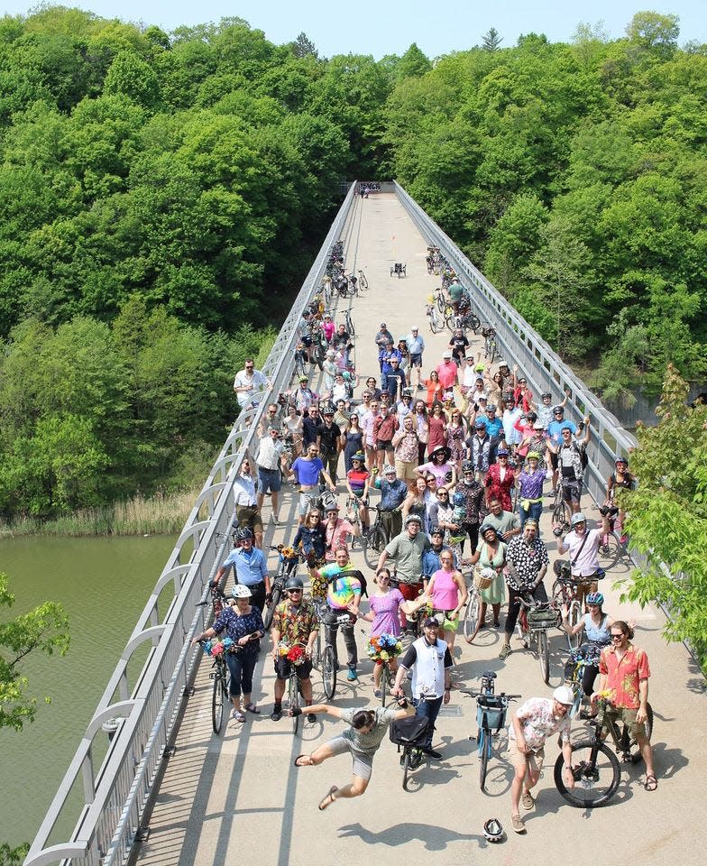 Keeping It Classy Cycling Club ride for Bike Week 2023 at Seneca Maplewood Bridge.