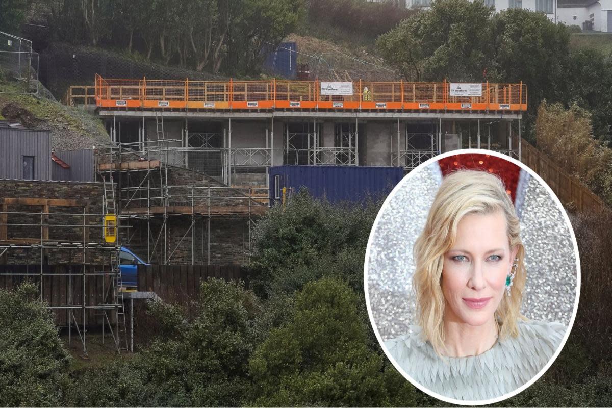 Cate Blanchett (inset) has withdrawn the latest plans for building work at her house in Mawgan Porth, Cornwall <i>(Image: Daniel Dayment (main image)/Paul Davey (inset) / SWNS)</i>