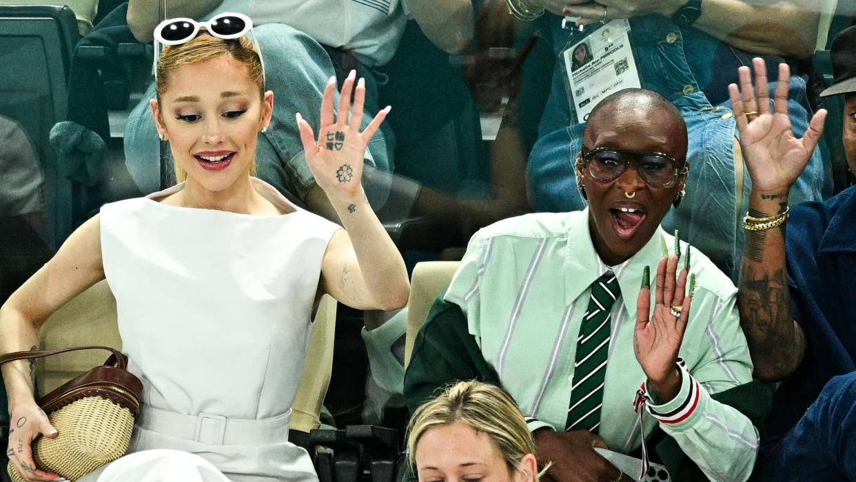 Ariana Grande, left, and British actress and singer Cynthia Erivo.