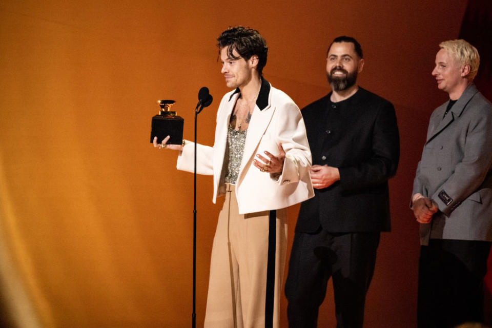 harry on stage with his award