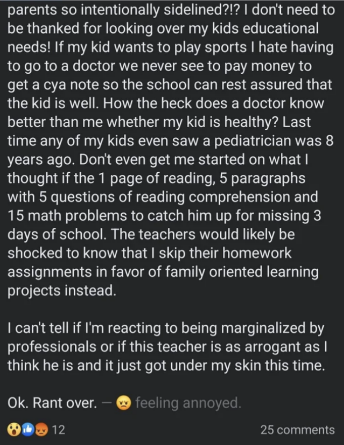 "I can't tell if I'm reacting to being marginalized by professionals..."