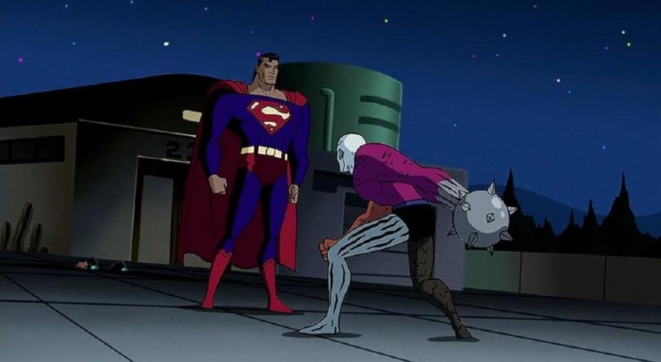 Metamorpho fights Superman in the animated Justice League series.