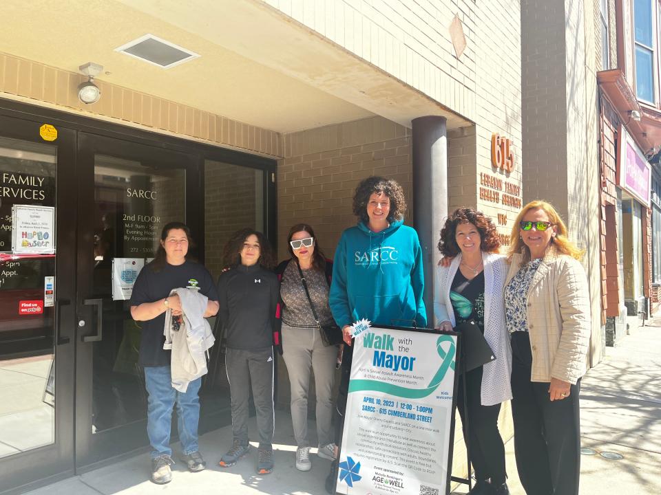 Members of the community met with Mayor Sherry Capello and President and CEO of SARCC Ali Perrotto to walk roughly one mile throughout the city, touring local organization that support survivors of sexual violence and child abuse, as well as prevent it.