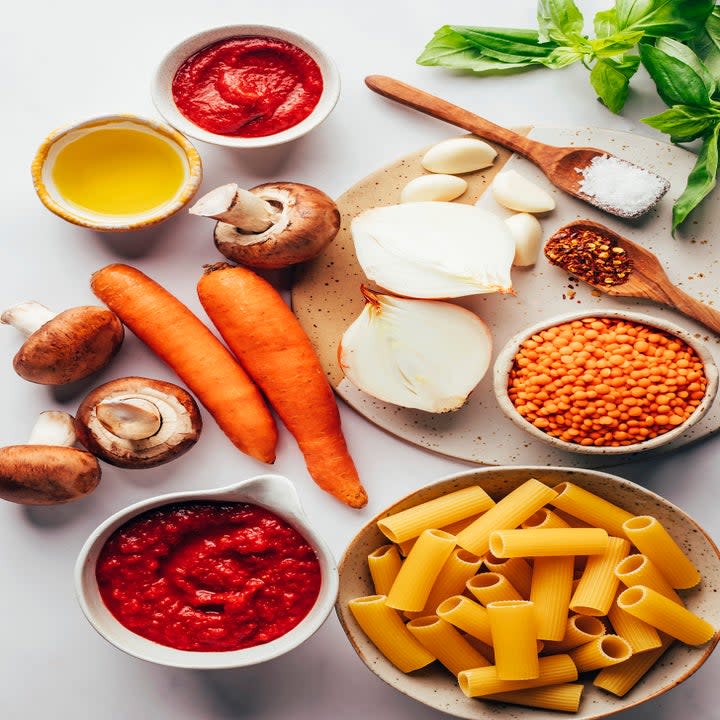 ingredients for vegan bolognese