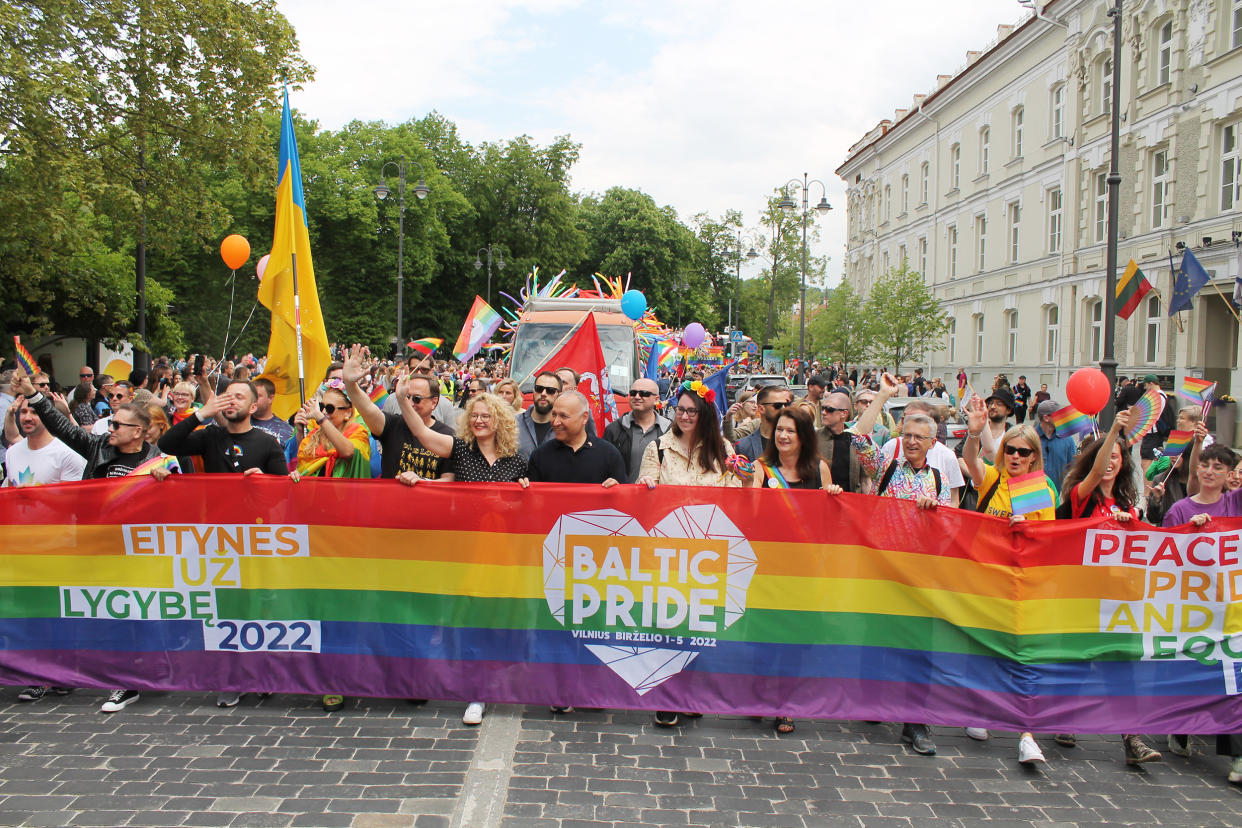 The Baltic Pride march Sunday in Vilnius, Lithuania.  (Enrique Anarte Lazo)