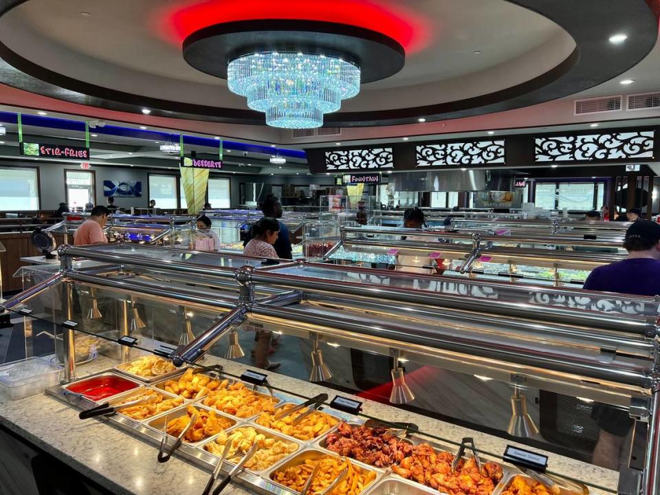 There are 10 buffet tables at King Buffet, new in Arlington and seen opening week August 15, 2023.