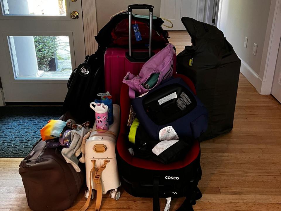 Suitcases piled up