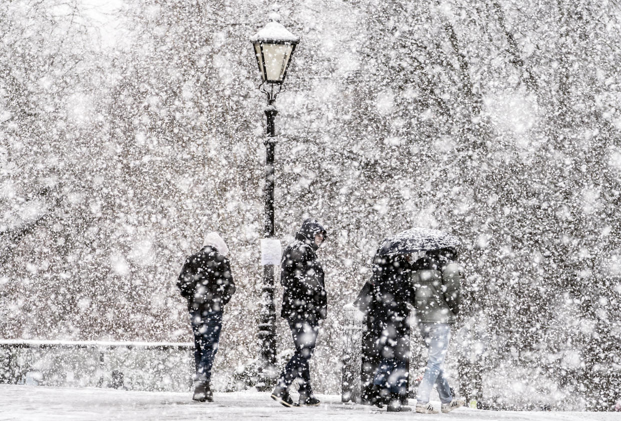 Heavy snow in York in Yorkshire, after Storm Eunice brought damage, disruption and record-breaking gusts of wind to the UK and Ireland, leading to the deaths of at least four people. Picture date: Saturday February 19, 2022.