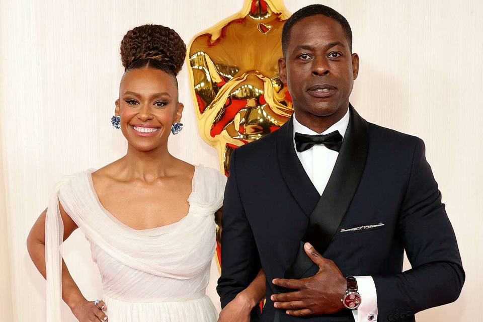 <p>Mike Coppola/Getty </p> Ryan Michelle Bathe and Sterling K. Brown at 2024 Oscars