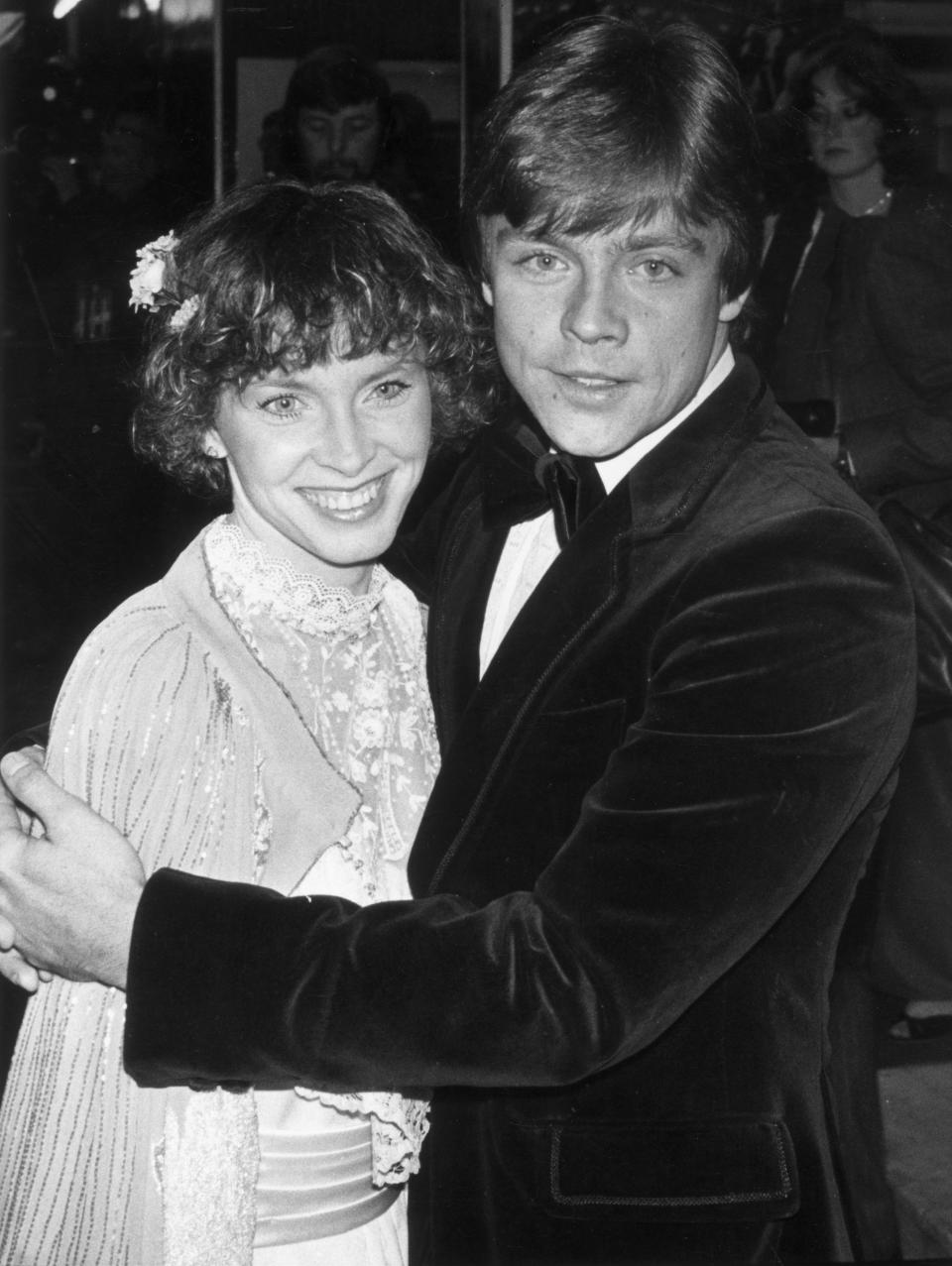 21st May 1980:  Actor Mark Hamill, who played Luke Skywalker in the 'Star Wars' series of films, attending the royal premiere of 'The Empire Stikes Back' with his wife Mary Lou, in London.  (Photo by Michael Fresco/Evening Standard/Getty Images)