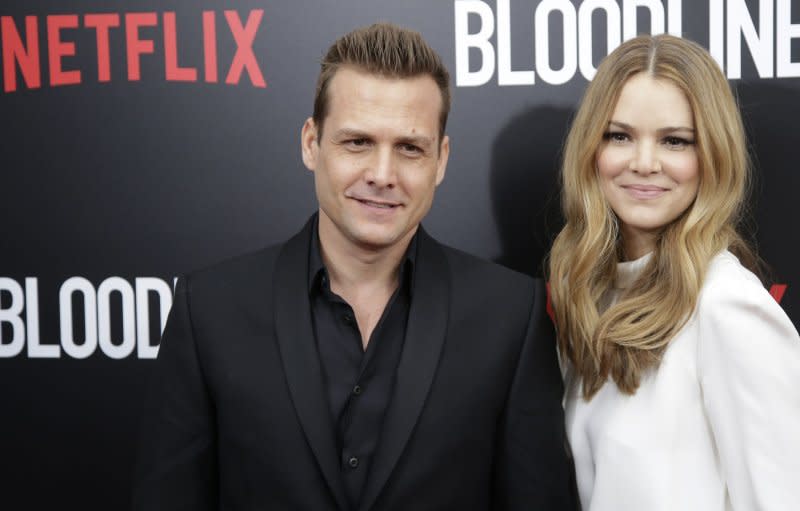 Gabriel Macht and Jacinda Barrett arrive on the red carpet at the Netflix "Bloodline" New York series premiere at SVA Theater in 2015. File Photo by John Angelillo/UPI