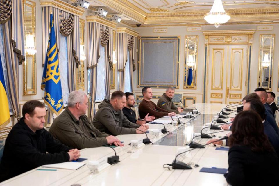 Ukrainian President Voldymyr Zelenskyy meets with the Utah delegation Saturday May 6, 2023 in Kyiv. | Office of the President of Ukraine