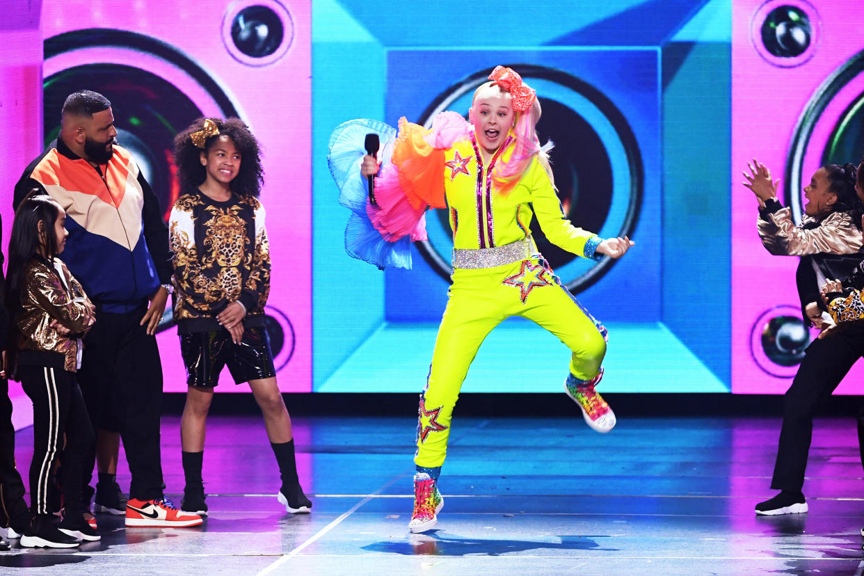 DJ Khaled and JoJo Siwa perform onstage at Nickelodeon's 2019 Kids' Choice Awards on March 23, 2019. (Kevin Winter / Getty Images)