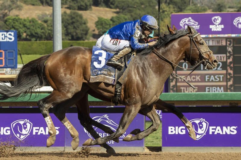 Cody's Wish, shown winning the Breeders' Cup Dirt Mile, Thursday was named 2023 U.S. Horse of the Year. Benoit Photography/courtesy of Santa Anita