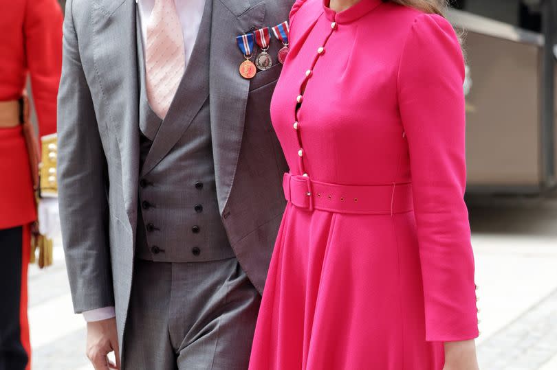 Lord Frederick Windsor and Sophie Winkleman arrive at the Lord Mayor's National Thanksgiving Reception at the Guildhall in London, England on 3 June 2022.